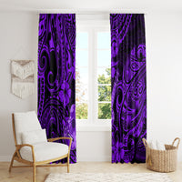 Hawaii Ukulele Window Curtain Polynesian Pattern Purple Version - Wonder Print Shop