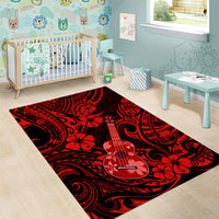 Hawaii Ukulele Area Rug Polynesian Pattern Red Version - Wonder Print Shop