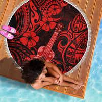Hawaii Ukulele Beach Blanket Polynesian Pattern Red Version - Wonder Print Shop