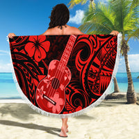 Hawaii Ukulele Beach Blanket Polynesian Pattern Red Version - Wonder Print Shop