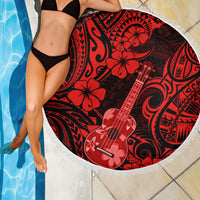 Hawaii Ukulele Beach Blanket Polynesian Pattern Red Version - Wonder Print Shop