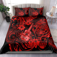 Hawaii Ukulele Bedding Set Polynesian Pattern Red Version - Wonder Print Shop