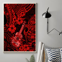 Hawaii Ukulele Canvas Wall Art Polynesian Pattern Red Version - Wonder Print Shop