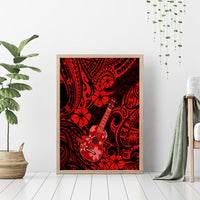 Hawaii Ukulele Canvas Wall Art Polynesian Pattern Red Version - Wonder Print Shop