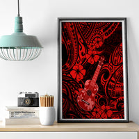 Hawaii Ukulele Canvas Wall Art Polynesian Pattern Red Version - Wonder Print Shop