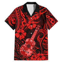Hawaii Ukulele Family Matching Mermaid Dress and Hawaiian Shirt Polynesian Pattern Red Version - Wonder Print Shop