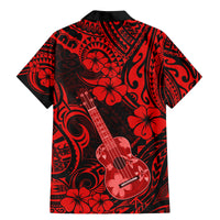 Hawaii Ukulele Family Matching Mermaid Dress and Hawaiian Shirt Polynesian Pattern Red Version - Wonder Print Shop