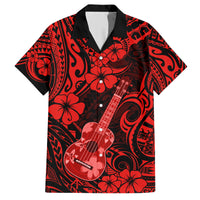 Hawaii Ukulele Hawaiian Shirt Polynesian Pattern Red Version - Wonder Print Shop