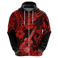 Hawaii Ukulele Hoodie Polynesian Pattern Red Version - Wonder Print Shop