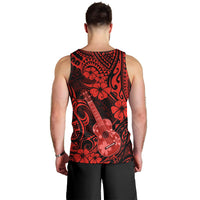 Hawaii Ukulele Men Tank Top Polynesian Pattern Red Version - Wonder Print Shop