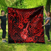 Hawaii Ukulele Quilt Polynesian Pattern Red Version - Wonder Print Shop