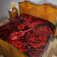 Hawaii Ukulele Quilt Polynesian Pattern Red Version - Wonder Print Shop