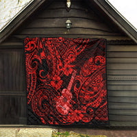 Hawaii Ukulele Quilt Polynesian Pattern Red Version - Wonder Print Shop