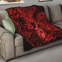 Hawaii Ukulele Quilt Polynesian Pattern Red Version - Wonder Print Shop