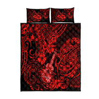 Hawaii Ukulele Quilt Bed Set Polynesian Pattern Red Version - Wonder Print Shop