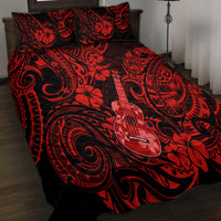 Hawaii Ukulele Quilt Bed Set Polynesian Pattern Red Version - Wonder Print Shop