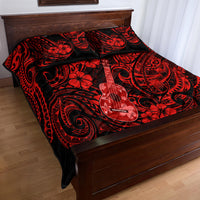 Hawaii Ukulele Quilt Bed Set Polynesian Pattern Red Version - Wonder Print Shop