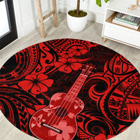 hawaii-ukulele-round-carpet-polynesian-pattern-red-version