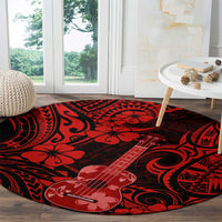 hawaii-ukulele-round-carpet-polynesian-pattern-red-version