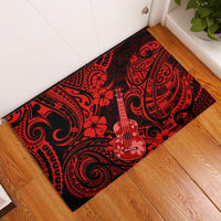 Hawaii Ukulele Rubber Doormat Polynesian Pattern Red Version - Wonder Print Shop