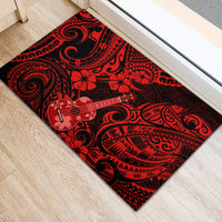 Hawaii Ukulele Rubber Doormat Polynesian Pattern Red Version - Wonder Print Shop