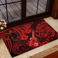Hawaii Ukulele Rubber Doormat Polynesian Pattern Red Version - Wonder Print Shop