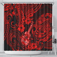 hawaii-ukulele-shower-curtain-polynesian-pattern-red-version