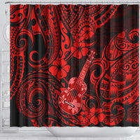 hawaii-ukulele-shower-curtain-polynesian-pattern-red-version