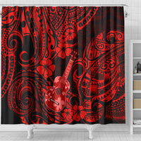 hawaii-ukulele-shower-curtain-polynesian-pattern-red-version