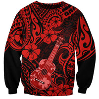 Hawaii Ukulele Sweatshirt Polynesian Pattern Red Version - Wonder Print Shop