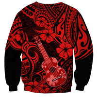 Hawaii Ukulele Sweatshirt Polynesian Pattern Red Version - Wonder Print Shop