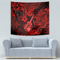 Hawaii Ukulele Tapestry Polynesian Pattern Red Version - Wonder Print Shop