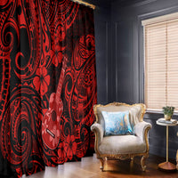 Hawaii Ukulele Window Curtain Polynesian Pattern Red Version - Wonder Print Shop