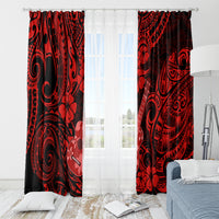 Hawaii Ukulele Window Curtain Polynesian Pattern Red Version - Wonder Print Shop