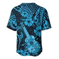 Hawaii Ukulele Baseball Jersey Polynesian Pattern Sky Blue Version - Wonder Print Shop