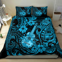 Hawaii Ukulele Bedding Set Polynesian Pattern Sky Blue Version - Wonder Print Shop