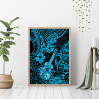 Hawaii Ukulele Canvas Wall Art Polynesian Pattern Sky Blue Version - Wonder Print Shop