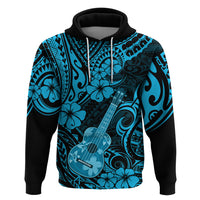 Hawaii Ukulele Hoodie Polynesian Pattern Sky Blue Version - Wonder Print Shop