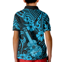 Hawaii Ukulele Kid Polo Shirt Polynesian Pattern Sky Blue Version - Wonder Print Shop