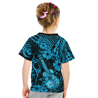 Hawaii Ukulele Kid T Shirt Polynesian Pattern Sky Blue Version - Wonder Print Shop
