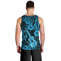 Hawaii Ukulele Men Tank Top Polynesian Pattern Sky Blue Version - Wonder Print Shop
