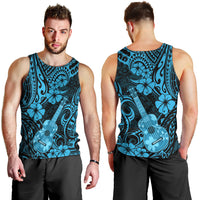 Hawaii Ukulele Men Tank Top Polynesian Pattern Sky Blue Version - Wonder Print Shop