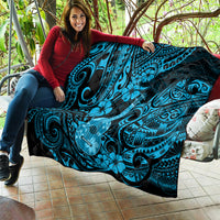 Hawaii Ukulele Quilt Polynesian Pattern Sky Blue Version - Wonder Print Shop