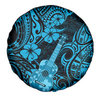 Hawaii Ukulele Spare Tire Cover Polynesian Pattern Sky Blue Version - Wonder Print Shop