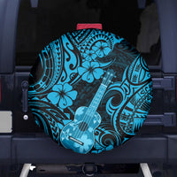 Hawaii Ukulele Spare Tire Cover Polynesian Pattern Sky Blue Version - Wonder Print Shop