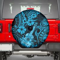 Hawaii Ukulele Spare Tire Cover Polynesian Pattern Sky Blue Version - Wonder Print Shop