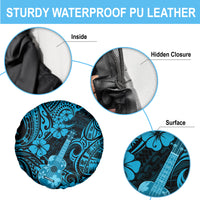 Hawaii Ukulele Spare Tire Cover Polynesian Pattern Sky Blue Version - Wonder Print Shop