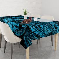 Hawaii Ukulele Tablecloth Polynesian Pattern Sky Blue Version - Wonder Print Shop