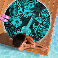 Hawaii Ukulele Beach Blanket Polynesian Pattern Turquoise Version - Wonder Print Shop