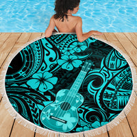 Hawaii Ukulele Beach Blanket Polynesian Pattern Turquoise Version - Wonder Print Shop